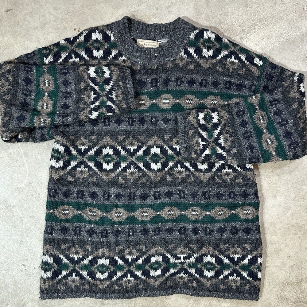 VTG 90s Abercrombie The Big Sweater Mens Size Medium Wool Knit Ski Cabin Cozy